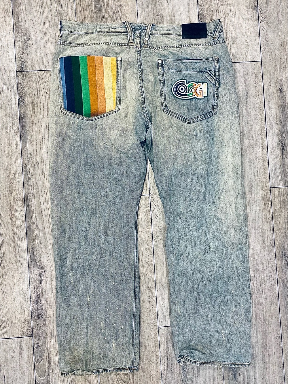COOGI Men’s Vintage Y2K Baggy Light Wash Denim Jeans Embroidered Logo Size 42x35
